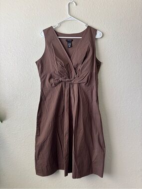 New York & Company Brown Knot-Front Sleeveless Dress